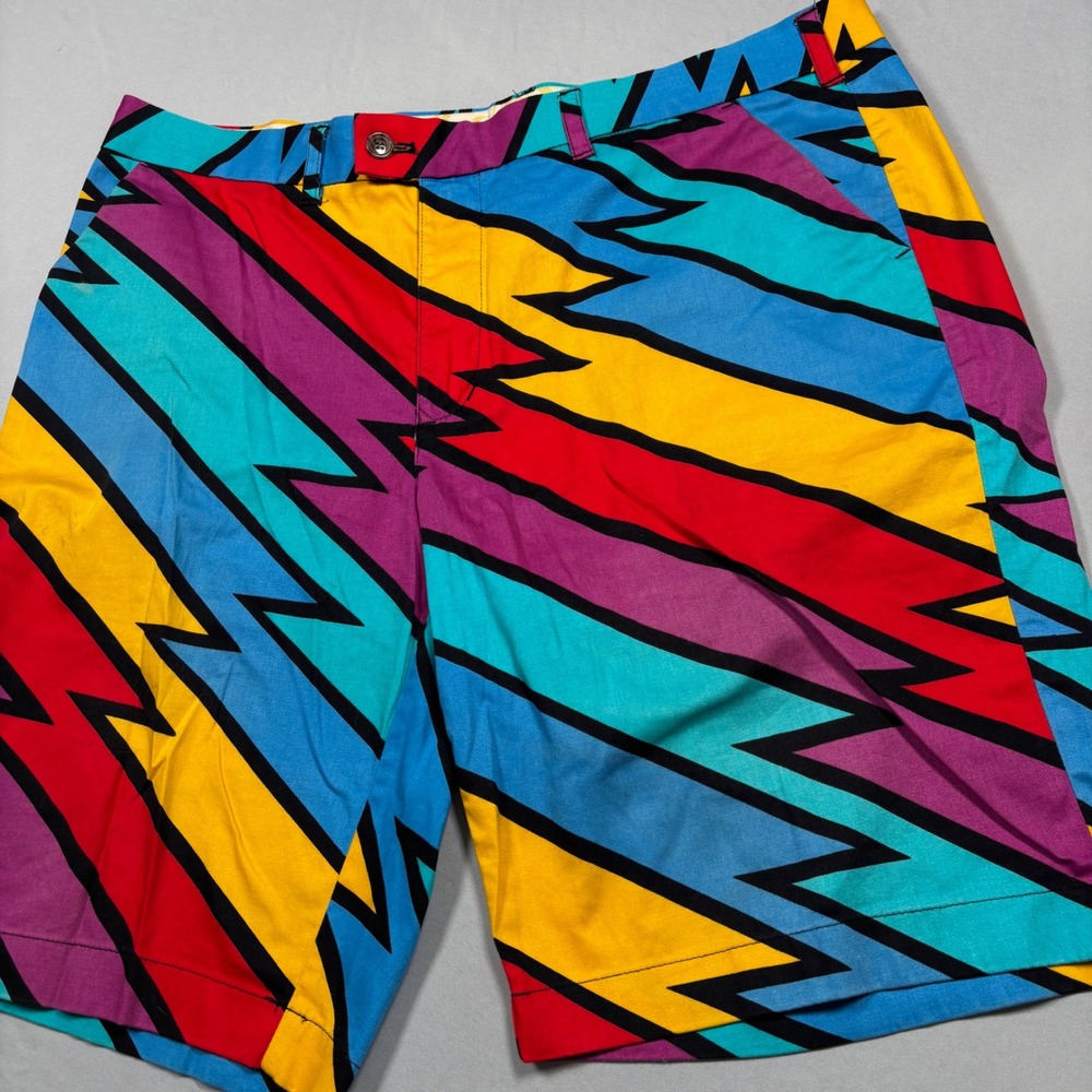 Loudmouth Golf Shorts Mens 40 Multi-Color Excellent Zig Zag Geometric Stretch